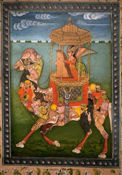 Chameau magique. Miniature peinte, vers 1750, art du Rajasthan et Pahari (Inde). Musée national de Corée, Séoul (Corée du Sud). - Indian School