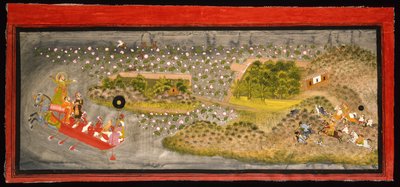 Maharana Jagat Singh II chassant au faucon et à la chasse au sanglier - Indian School