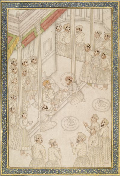 Empereur moghol Akbar tenant cour pendant sa dernière maladie, milieu du XVIIIe siècle - Indian School