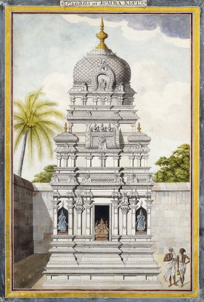 Partie du temple de Jambukeshvara, Srirangam, Tamil Nadu, vers 1800 - Indian School
