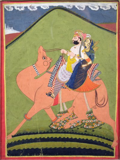 Portrait de Salim Singh de Pokaran, chevauchant un chameau avec sa rani, Jodhpur, c.1810-20 - Indian School