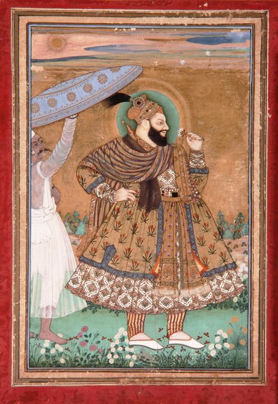 Portrait du sultan Abul Hasan de Golconde, debout - Indian School