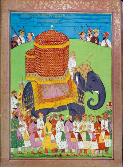 Princesse en palanquin sur un éléphant à la cour de Shah Alem - Indian School