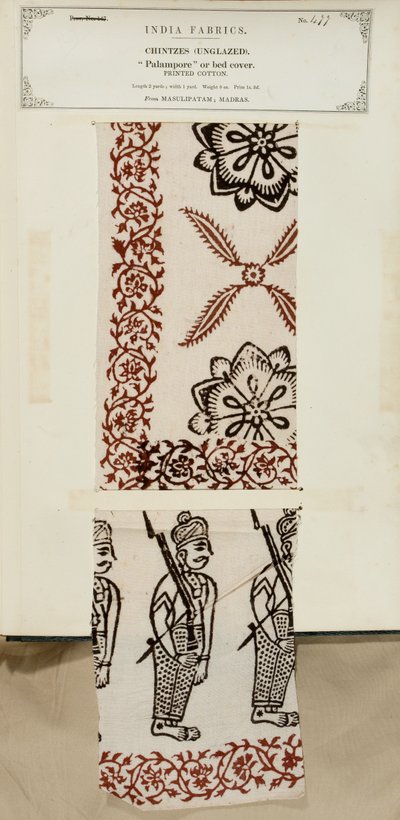 Échantillon de palampore imprimé en coton de Masulipatam à Madras, de The Collection of the Textile Manufacturers of India, par John Forbes Watson, publié en 1866 - Indian School