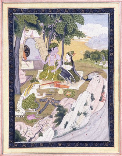 Rama et Sita avec Lakshman, vers 1800 - Indian School