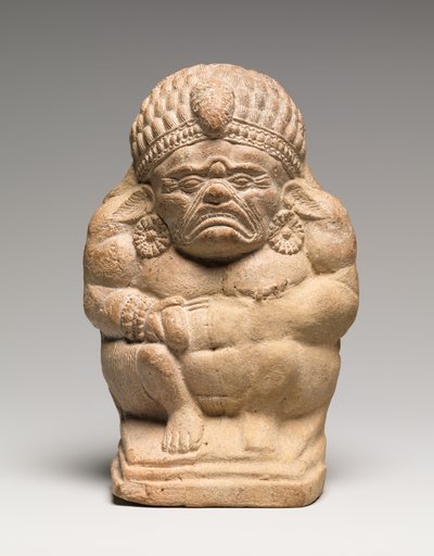 Hochet en forme de Yaksha grotesque accroupi - Indian School