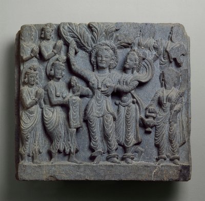Relief représentant la naissance de Bouddha, Gandhara, probablement Sikri, 2ème-3ème siècle - Indian School