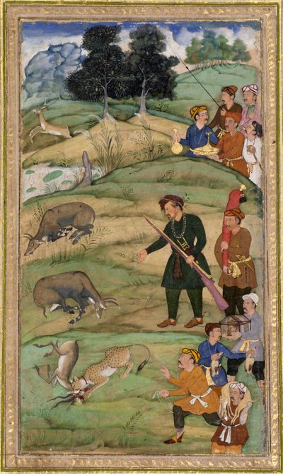Salim, tenant son fusil, désigne un nilgai mort - Indian School