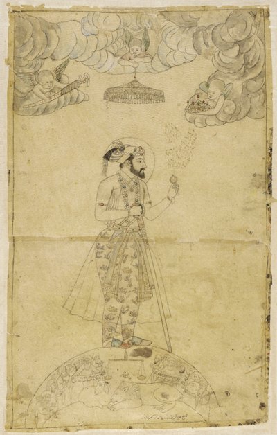 Shah Jahan debout sur un globe - Indian School