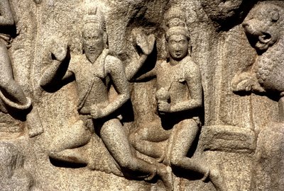 Shiva accordant un don, (détail) de la sculpture représentant la pénitence d