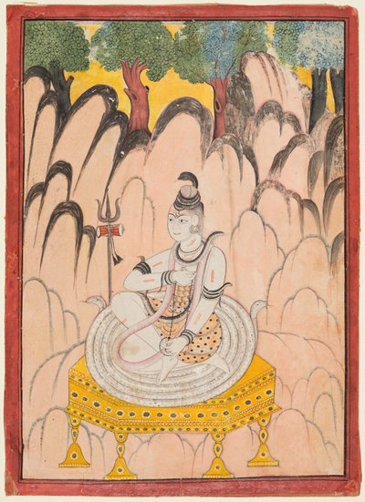 Shiva assis sur un trône dans un paysage, vers 1760 (couleur sur papier) - Indian School