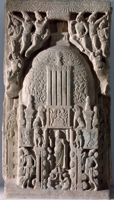 Dalle de stupa (fragment de relief, 225-325) - Indian School