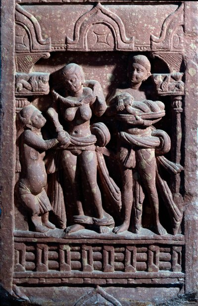 Toilette de Sundari (sculpture en grès) - Indian School