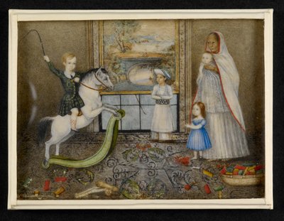 Les enfants de Sir John et Lady Login avec leur Ayah et leur camarade de jeu indien, c.1846 - Indian School