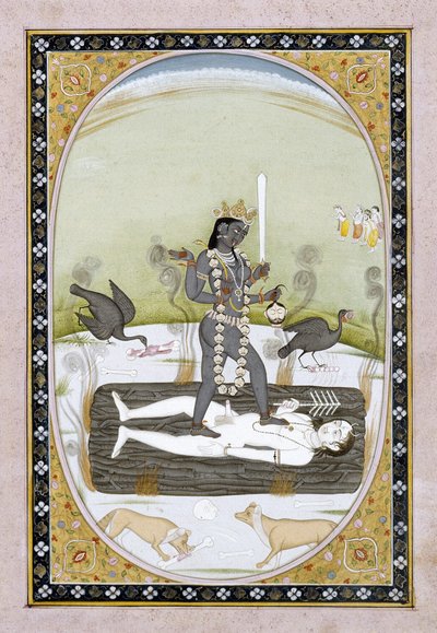 La déesse Kali représentée dans une peinture Kangra, Himachal Pradesh, vers 1820-1825 - Indian School