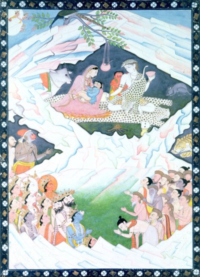 La Sainte Famille de Shiva et Parvati sur le mont Kailash - Indian School