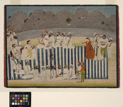 Le fils de Bahadur Singh regarde une nautch, vers 1800 - Indian School