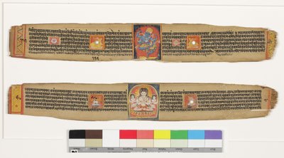 Haut : Heruka dansant ; Bas : Bodhisattva Sadaksari Avalokitesvara et ses serviteurs, c.1150-1200 - Indian School