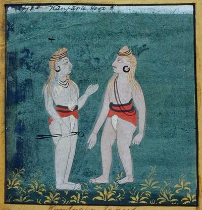 Deux Yogis aux oreilles fendues, mendiants religieux, Udaipur - Indian School