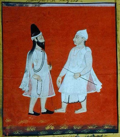 Deux Faqirs musulmans errants (jangam) mendiants religieux, Udaipur, vers 1810-20 (détail) - Indian School