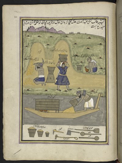 Travailleurs creusant la terre et la transportant - Indian School
