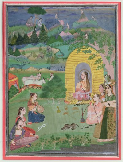 Yoginis (ascètes hindoues) dans un paysage, école de Bikaner, c.1680 - Indian School