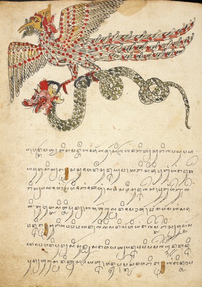 Une créature volante portant un serpent, illustration de 