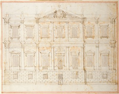 Élévation du avant-dernier design pour Banqueting House, Whitehall, vers 1619 - Inigo Jones