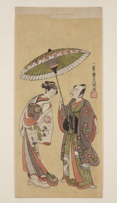 Acteurs Ichikawa Yaozō II en Soga no Jūrō et Segawa Kikunojō II en Ōiso no Tora - Ippitsusai Bunchō