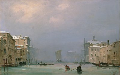 Grand Canal avec Neige et Glace, 1849 - Ippolito Caffi