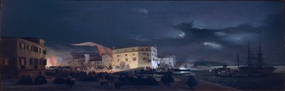 Italie, Fête nocturne à San Pietro di Castello, une île dans la lagune de Venise - Ippolito Caffi