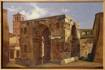 Italie, Rome, Arc de Janus au pied de la Via Velabro - Ippolito Caffi