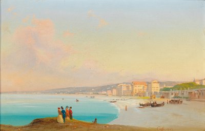 Nice. Vue de la plage depuis le Quai du Midi - Ippolito Caffi