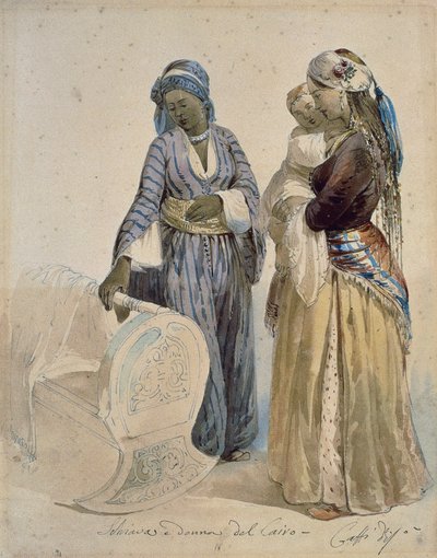 Esclave et femme du Caire, dessin à l