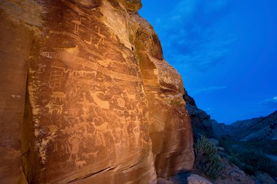 Site de pétroglyphes de la grue du Canada dans le canyon Nine Mile - Ira Block