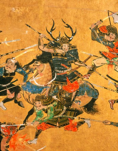 Samurai - 2 panneaux représentant une scène détaillée de la bataille d