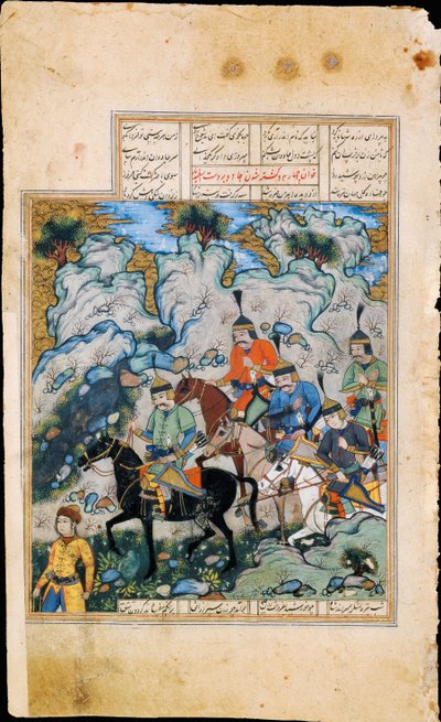 Esfandiyar et son armée, illumination de manuscrit de l