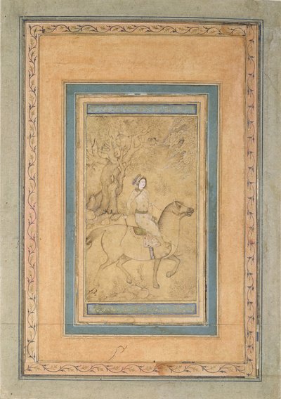 Cavalier dans un paysage, milieu du XVIIe siècle - Iranian Master