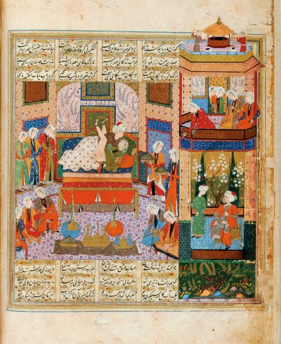 La consommation du mariage entre Khusraw et Shirin, miniature du cycle des huit poètes - Iranian Master