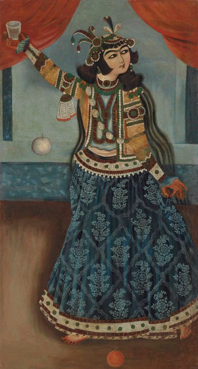 Une danseuse en robe bleue - Iranian School
