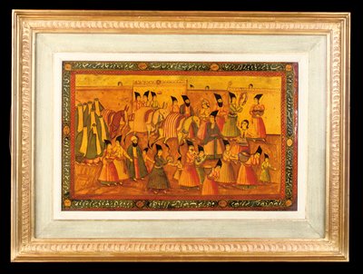 Un des deux panneaux peints, Qajar Iran, 1850-75 - Iranian School