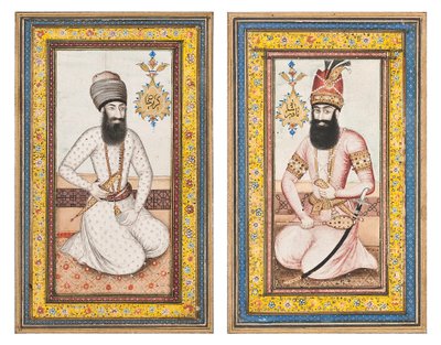 Portraits de Karim Khan Zand et Nadir Shah, Iran Qajar - Iranian School