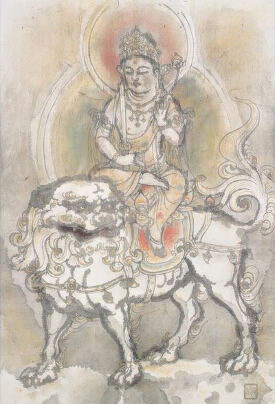 Irie Hako, Manjushri assis sur un lion - Irie Hako