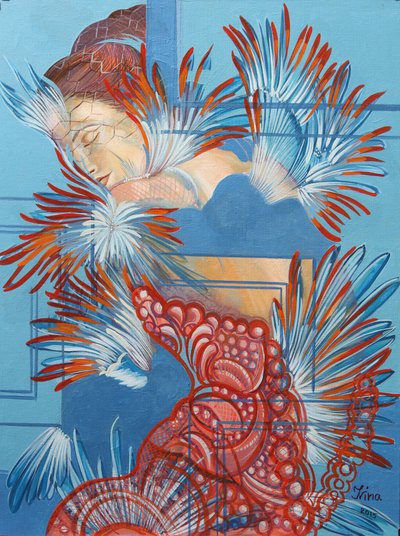 Robe rouge et mésanges, 2015 - Irina Corduban