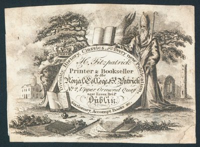 H Fitzpatrick, imprimeur et libraire du Royal College of Saint Patrick, carte de visite - Irish School