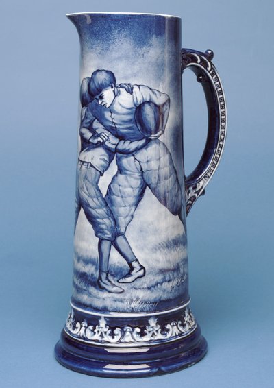 Grande cruche Belleek avec scène de rugby (céramique) - Irish School