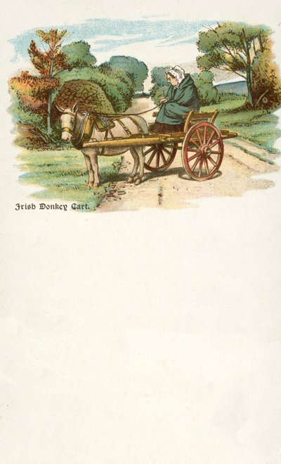Femme avec un âne et une charrette, Irlande - Irish School