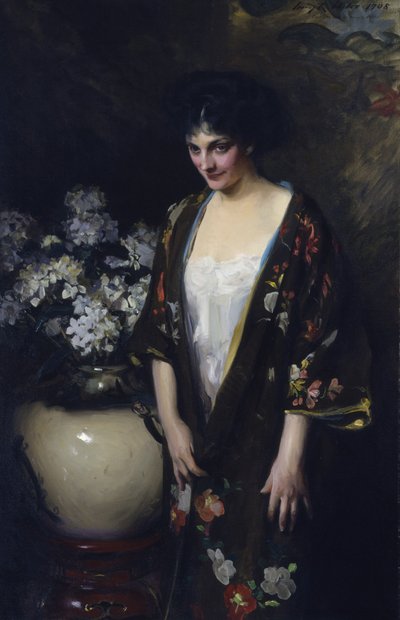 Kimono brun (Portrait de Kathryn Beta la Forque) - Irving R. Wiles