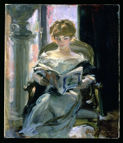 Femme Lisant - Irving Ramsay Wiles