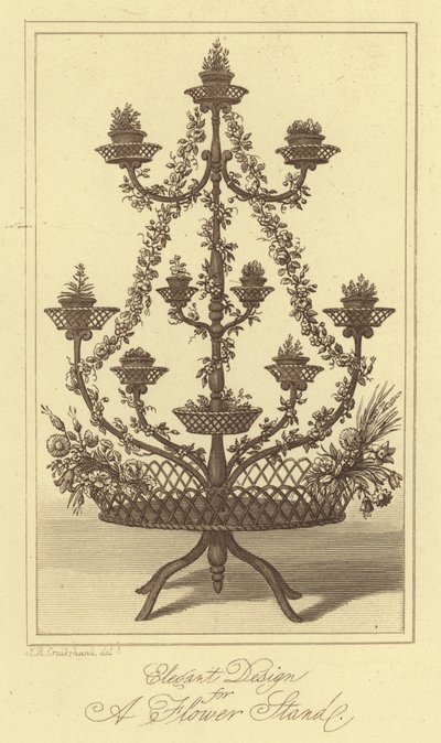 Design élégant pour un support de fleurs (gravure) - Isaac (after) Cruikshank